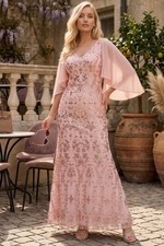 Eva USA 5255 V-Neck Sequin Embellished MOB Formal Gown