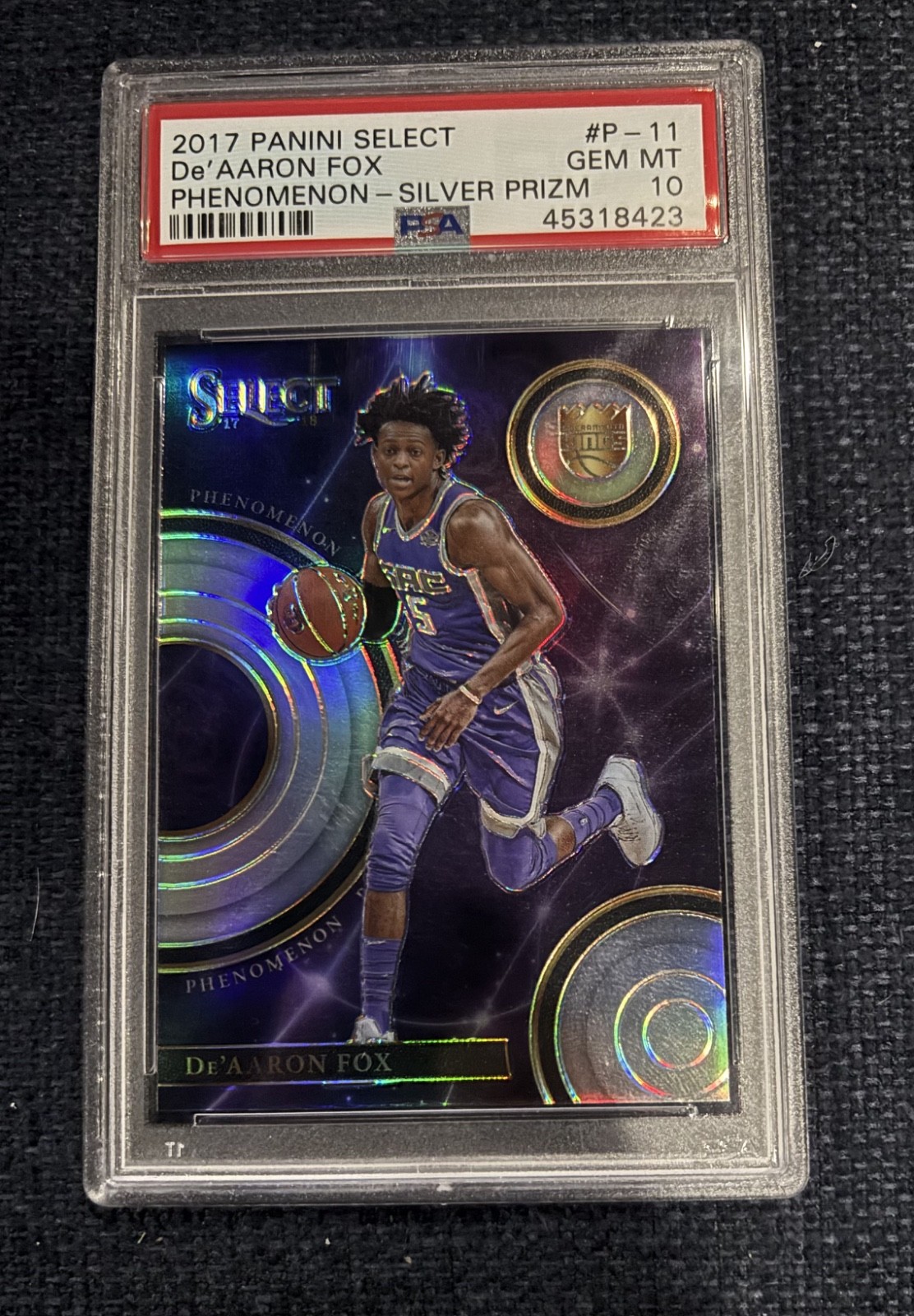 De'Aaron Fox 2017-18 Panini Select - Phenomenon Silver Prizm #P-11 PSA10 RC