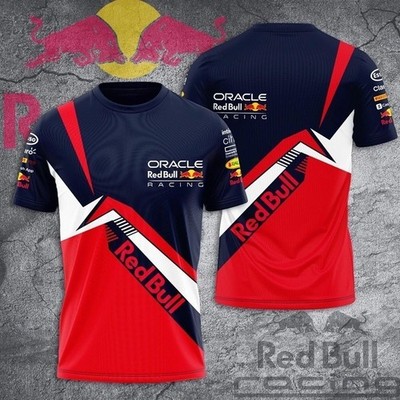 Custom Name Men's RedBulll Racing F1 Team Navy Red White 3D Print T-Shirt S-5XL