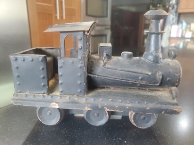 Vintage Black Metal Railroad Train Engine Car