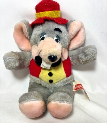 Vintage Chuck E. Cheese Showbiz Pizza Mouse 9  Plush Missing Eyebrow Not Perfect