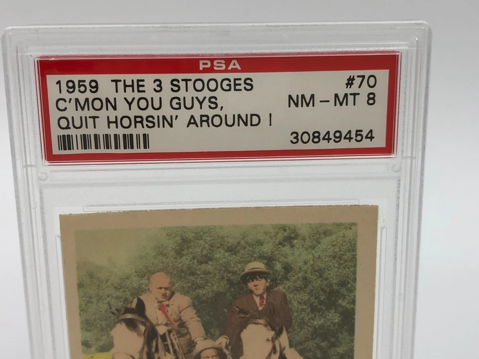 1959 THE THREE STOOGES Card C'MON YOU GUYS, QUIT HORSIN' AROUND! #70 grade PSA 8 - Image 2 of 4