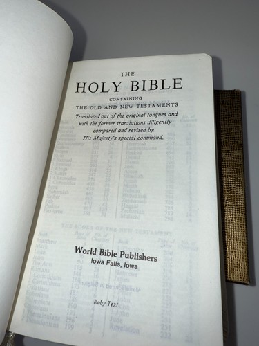 Vintage White Oxford Text Bible Gold Edges IYOB FILIAE P.H.Q Inscribed box World - Foto 2 di 9
