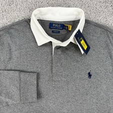 Polo Ralph Lauren Rugby Shirt Men  s L NWT Grey Heathered Classic Fit Long Sleeve