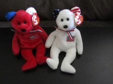 TY BEANIE BABY AMERICA RED WHITE BEARS MINT WITH TAGS