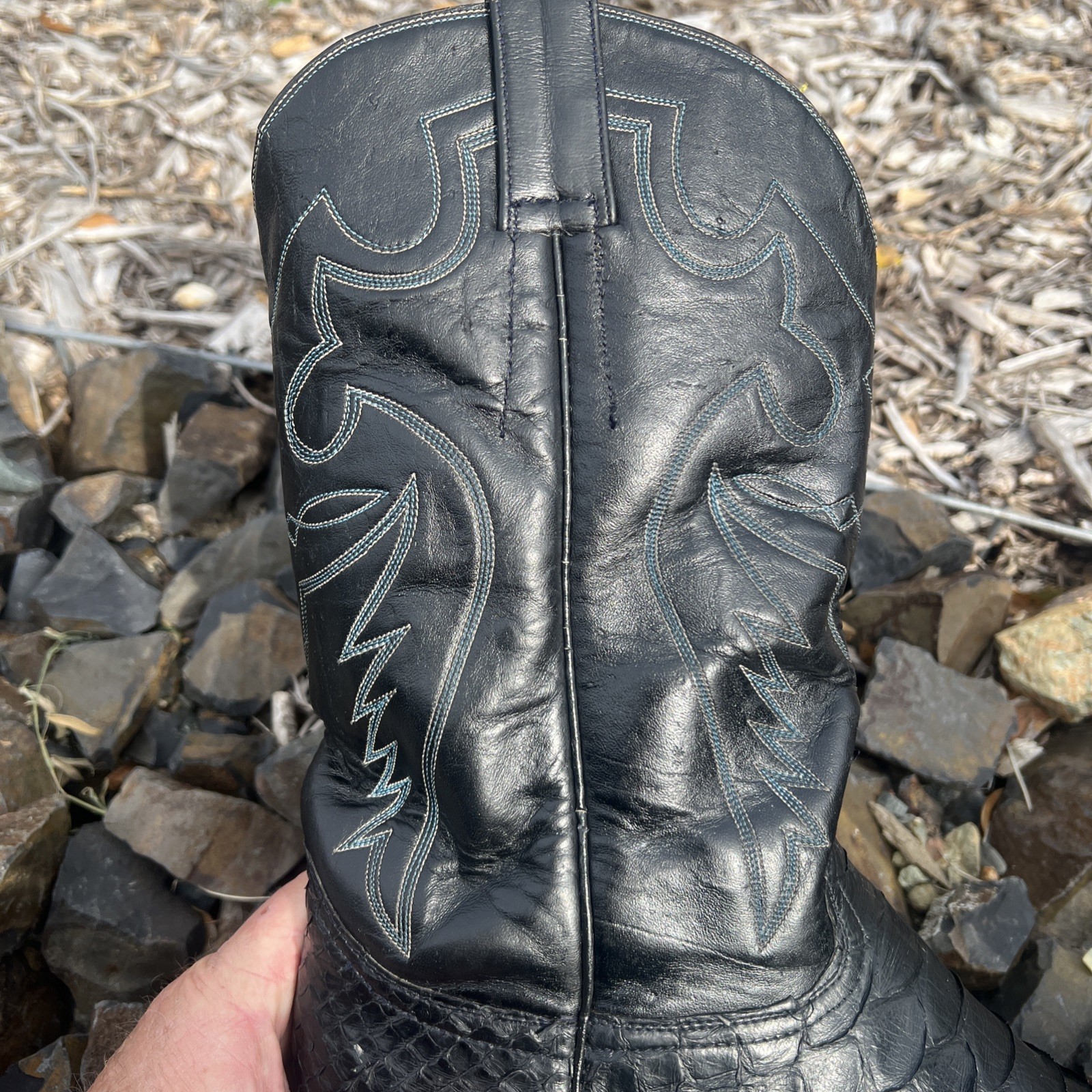 Dan Post Black Python Snakeskin Boots 11 D Wester… - image 14