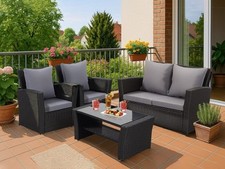 MeXo Polyrattan Gartenmöbel Set Lounge Sitzgruppe Rattanmöbel Gartenset Schwarz