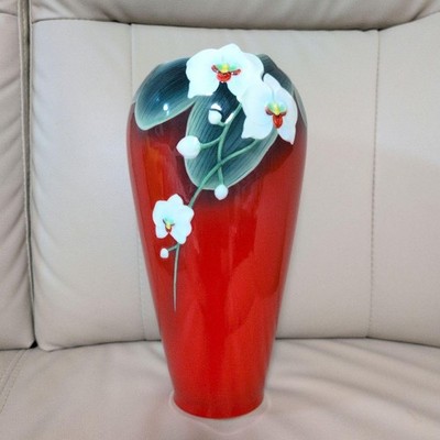 FRANZ COLLECTION Phalaenopsis Orchid, Red, Vase, Flower Base