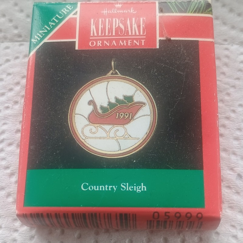 Hallmark Keepsake Miniature Sleigh Ornament Christmas Holiday 1991