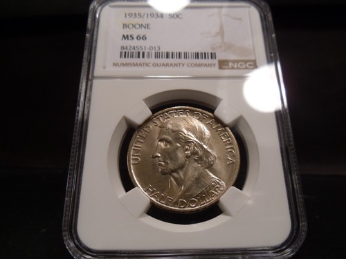 1935/1934 MS66 Boone Silver Commemorative Half Dollar NGC Certified Gem