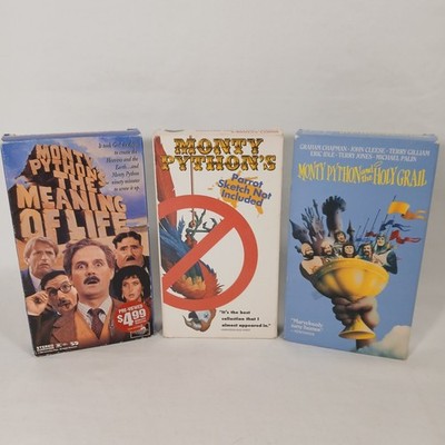 Lot of 3 Monty Python VHS Tapes: Holy Grail, Meaning of Life, Parrot