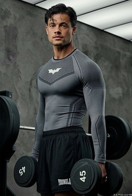 RARE Young LA 8004 Batman Compression Longsleeve | Medium Grey | Neu & Ungeöffnet