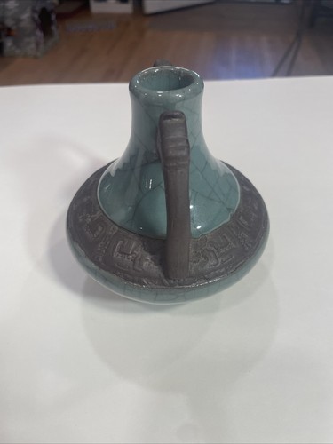 Collectable Art Guanware Glazed Porcelain Vase Amazing 4” High - Picture 4 of 12