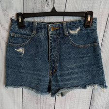 VTG 80s 90s Georges Marciano Guess Hi-Waisted Distressed Denim Jean Shorts W26"