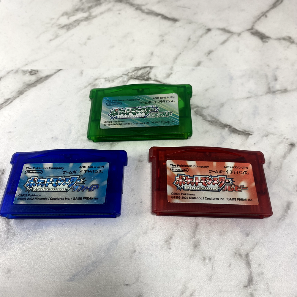 AUTHENTIC Pokemon Emerald Ruby Sapphire Japanese 3set GB Game Boy Advance