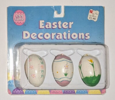 Vintage 1981 KMART Egg Time Decorative Wooden Easter Eggs Ornaments NEW SEALED!