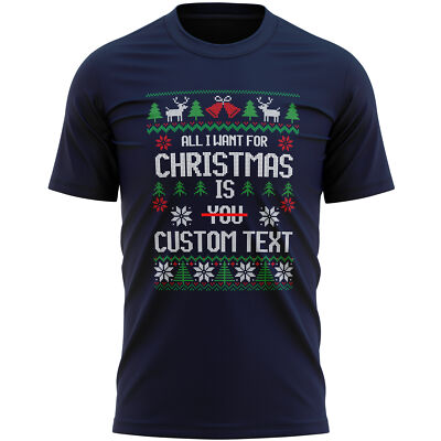 Personalisiertes All I Want For Christmas Herren T-Shirt Shirt Him Day Bell Rentier...
