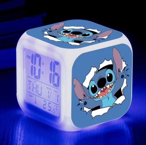 Kids Lilo & Stitch LED Digital Alarm Clock Colors Changing Clock Night Light - Picture 7 of 13