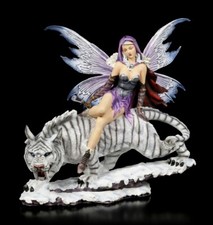 Elfen Fantasy Figur - Magierin mit Säbelzahntiger | Fee Engel Dekofigur B 47 cm