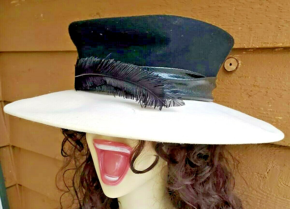 Rare Vintage 1960s - 70s Michael Howard, Mr. Charles, feathered wool hat black f Michael Howard Miss Bierner 1980 main image 4
