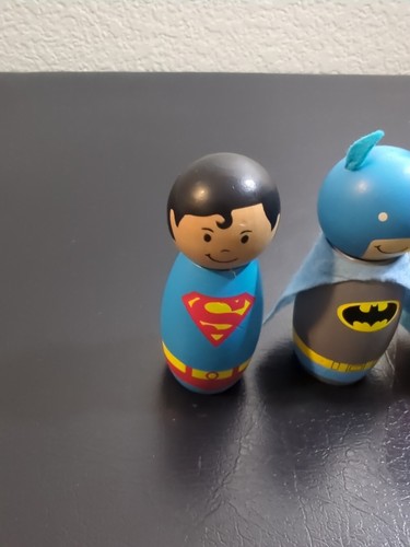 Pottery Barn Kids DC Wood Figurine Set of 4 Superman, Batman, Robin, and Joker - Picture 2 of 6