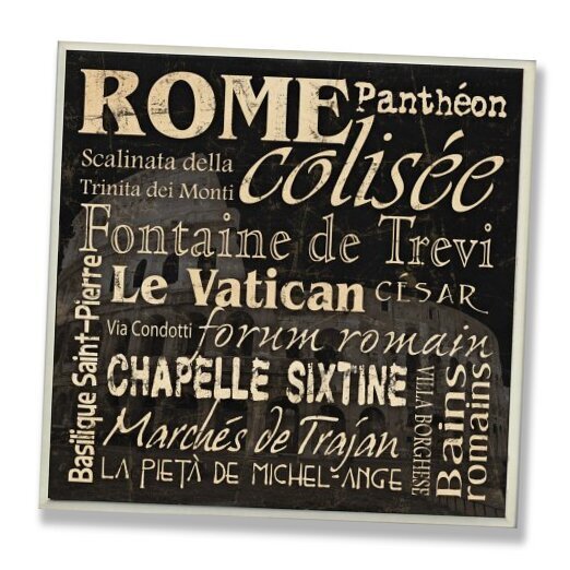 Stupell Home Décor Rome Landmarks Square Wall Plaque, 12 x 0.5 x 12, Proudly