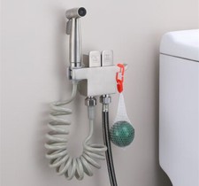Bathroom Brushed Nickel SUS Toilet Bidet Sprayer Two Control Cold Valve Faucet