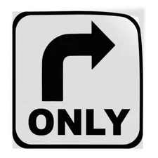 Industrial Decals Square Vinyl Stickers Right Turn Only Sign Right Traffic