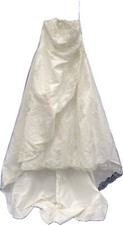 David's Bridal White Strapless Embellished Embroidered Wedding Gown - Size 14W