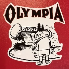 Olympia Oly Beer It’s The Water Vintage Brewery Sticker Retro Beer Peeing