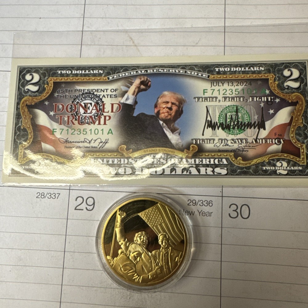 Donald Trump $2 Bill Plus A Donald Trump Coin