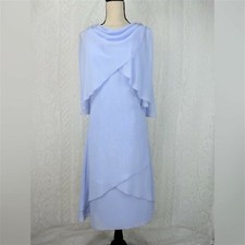 JJs House Mother Dress Size Small Periwinkle Blue Midi Wedding Formal Chiffon
