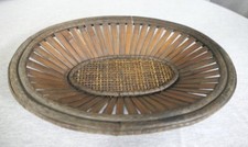 Wood Woven Wicker Oval Rustic Storage Display D cor Open Basket 12.75"