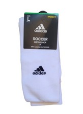 Adidas Metro Soccer White Lightweight Socks Arch Ankle Compression 1-Pair Large