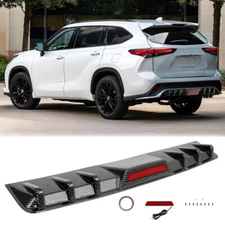 Carbon Rear Bumper Diffuser Splitter Lip w/Led Brake Light For Toyota Highlander