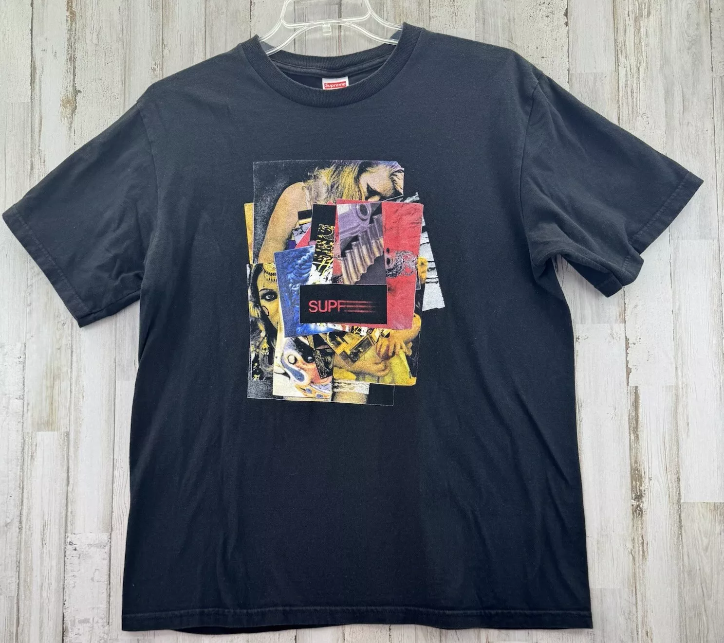 SUPREME Stack Graphique Tee Shirt Manches Courtes Sexy Filles Noir Taille L Unisexe