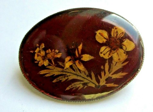 Broche en or 1900 Art Nouveau verre perles de c