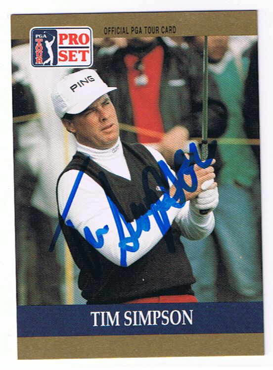 Tim Simpson in-person signed autograph 1990 Pro Set Golf Trading Card #75 COA