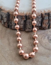 Pure Copper 6mm Ball Chain Necklace Copper Arthritis Pain Relief Biker Necklace