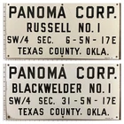 Vintage Porcelain Oil Field Signs (2) - Panoma Russell & Blackwelder