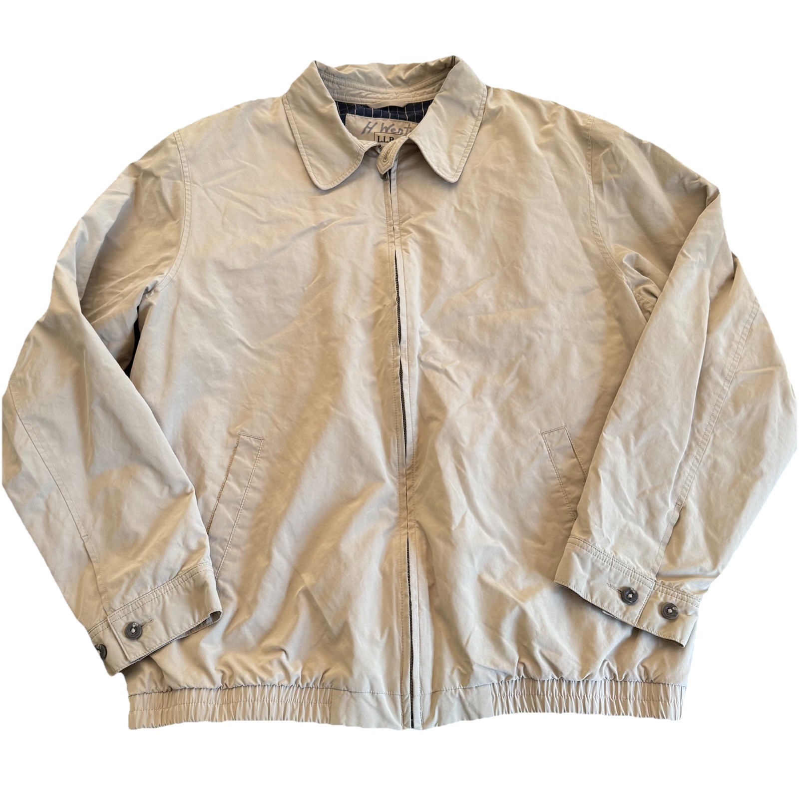 Vintage L.L. Bean Preppy Beige Full Zip Bomber Jacket Large
