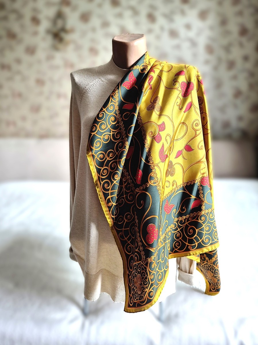 Longchamp silk scarf with pattern | eBay