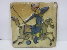19th Century Persian Qajar Period Tile Polo Player on Horse Back