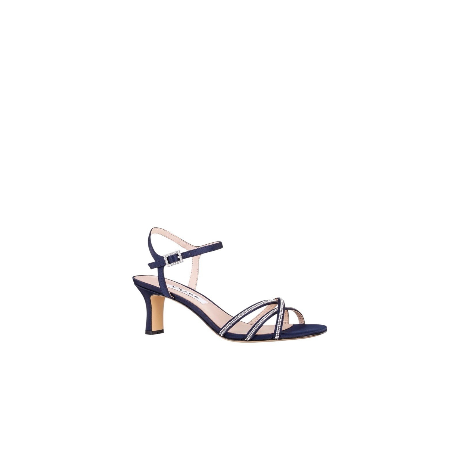 Nina Women’s 10 Bobby Satin Sparkly Navy Blue Low Heel Evening Shoes