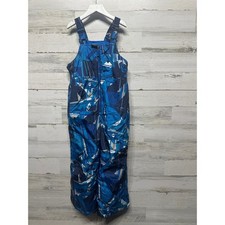 ZeroXposur Snow Bibs Boys Size 7 Blue Geometric Insulated Overalls EUC