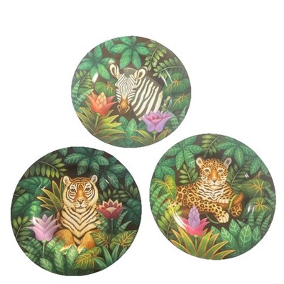 Sakura Jungle Stoneware Plates ( Set of 3) Zebra,Tiger, Leopard. Dishwasher Safe