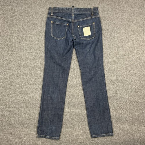 Dsquared2 Jeans Mens 34x34 Dark Blue Cotton Cashmere Made Italy Slim Stain - Picture 2 of 15