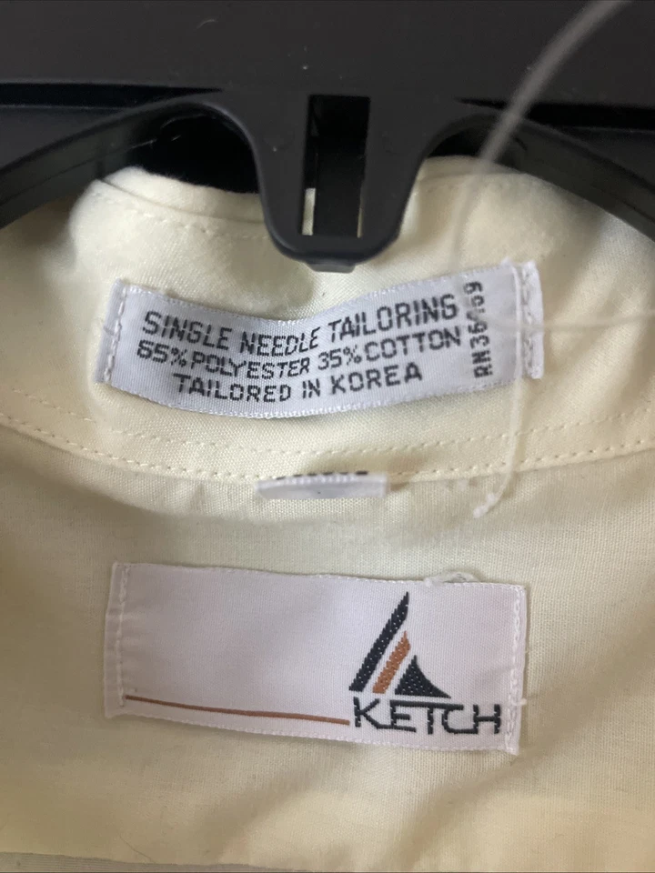 Ketch Men's Vintage Dress Shirt Half Sleeve Single Needle Tailoring Size 16 - Image 3 of 4