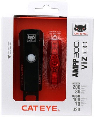 Cateye AMPP200 / VIZ100(USB-C) Headlight and Tailight Set