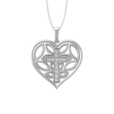0,2 kt im Labor gezüchteter Diamant Sterlingsilber Herz Anhänger Halskette 18 Zoll Silberkette